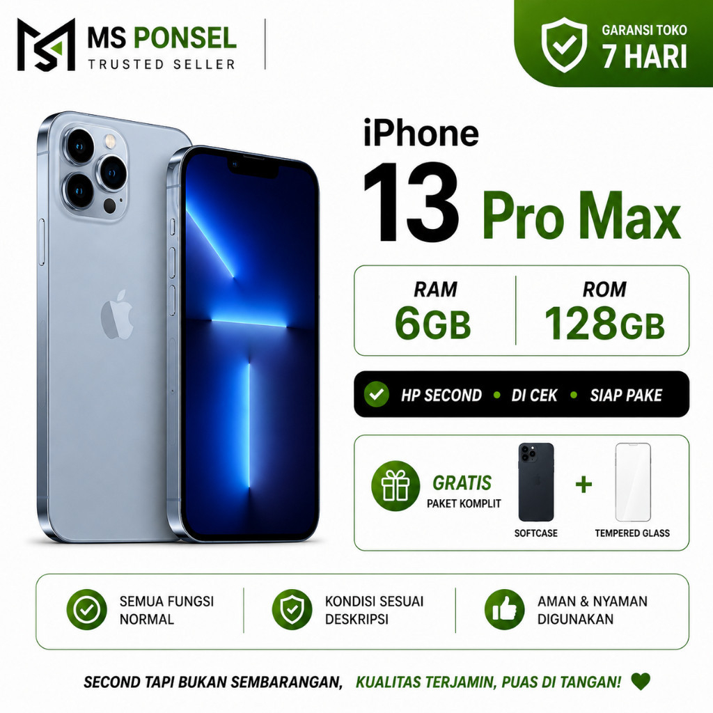 iPhone 13 Pro Max 1TB 512GB 256GB 128GB Second Original Resmi Fullset
