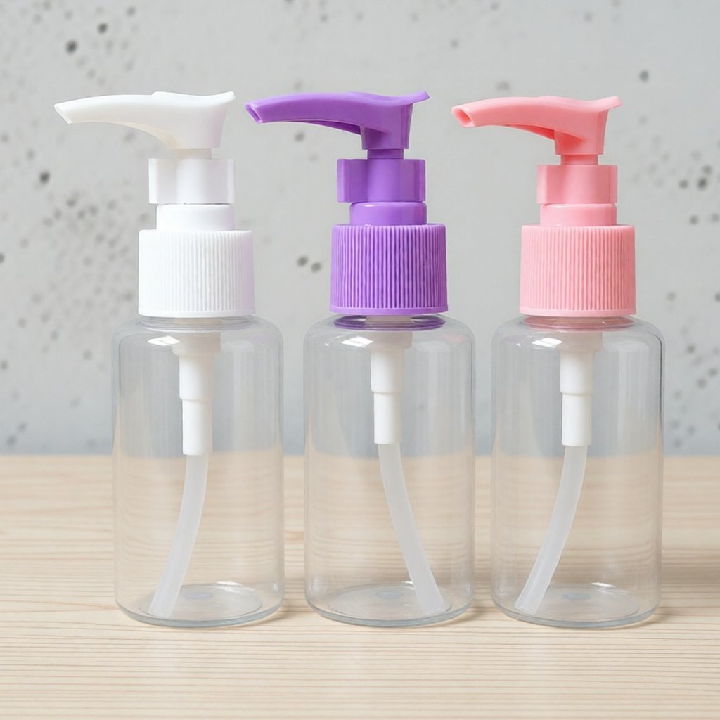 Botol 60ml Pet Plastik / Botol Pump Lotion 60ml Tubular Bening / Botol 60ml Pump Clip