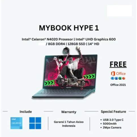 Laptop AXIOO MYBOOK HYPE 1 Celeron N4020 8GB / 128GB 14" HD W11 HOME / GREY