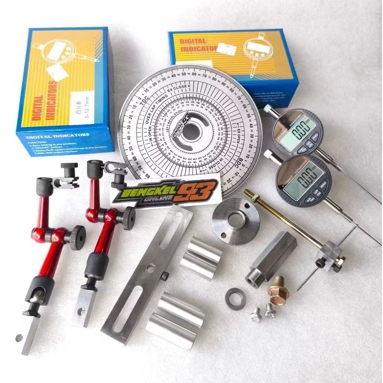 dial set dial indicator digital adaptor fullset tebal busur derajat 5mm stand dial lengan merah univ