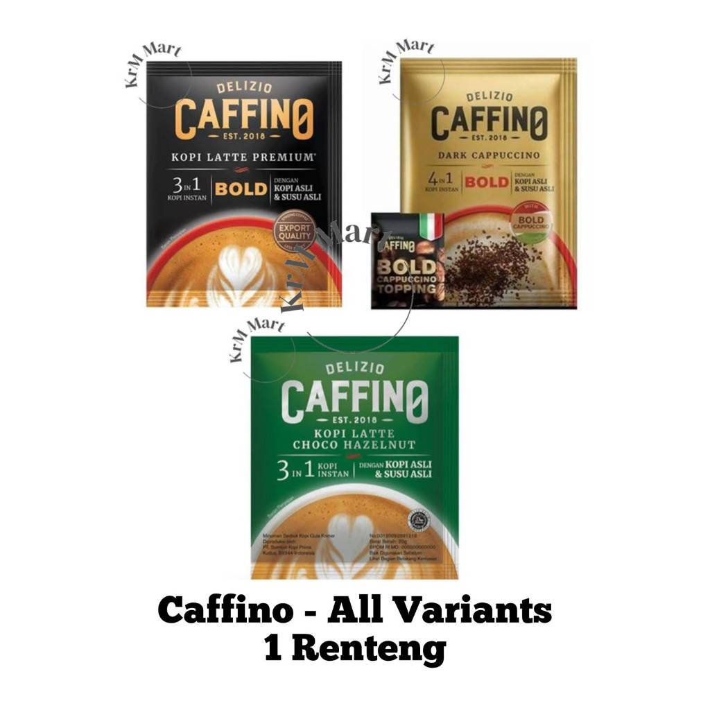 Caffino Kopi Latte Premium Bold Choco Hazelnut Dark Cappuccino 1 renteng renceng isi 10 sachet deliz