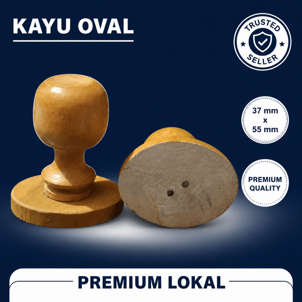 Gagang Stempel Kayu Oval