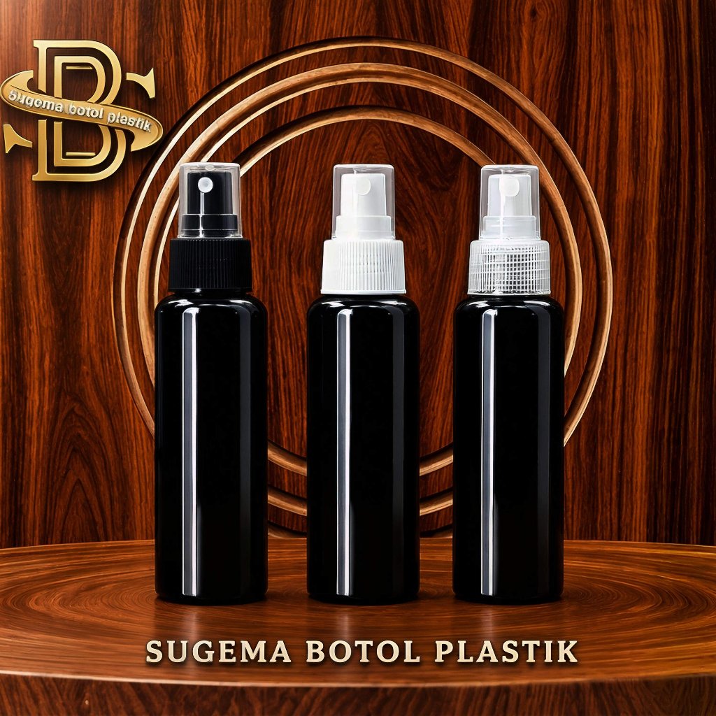 Botol Plastik 100ml BR Tutup Spray / Botol Spray 100 ml Hitam Neck 24 / Pet Plastik BR Tebal