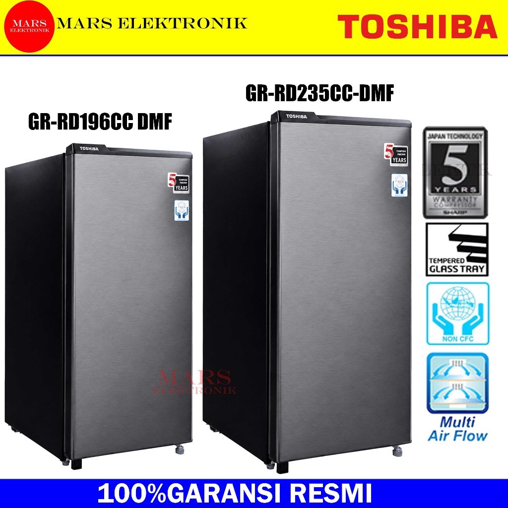 KULKAS TOSHIBA  GR-RD196CC DMF /  GR-RD235CC-DMF - 1 PINTU - GARANSI RESMI - KULKAS 1 PINTU GR RD196