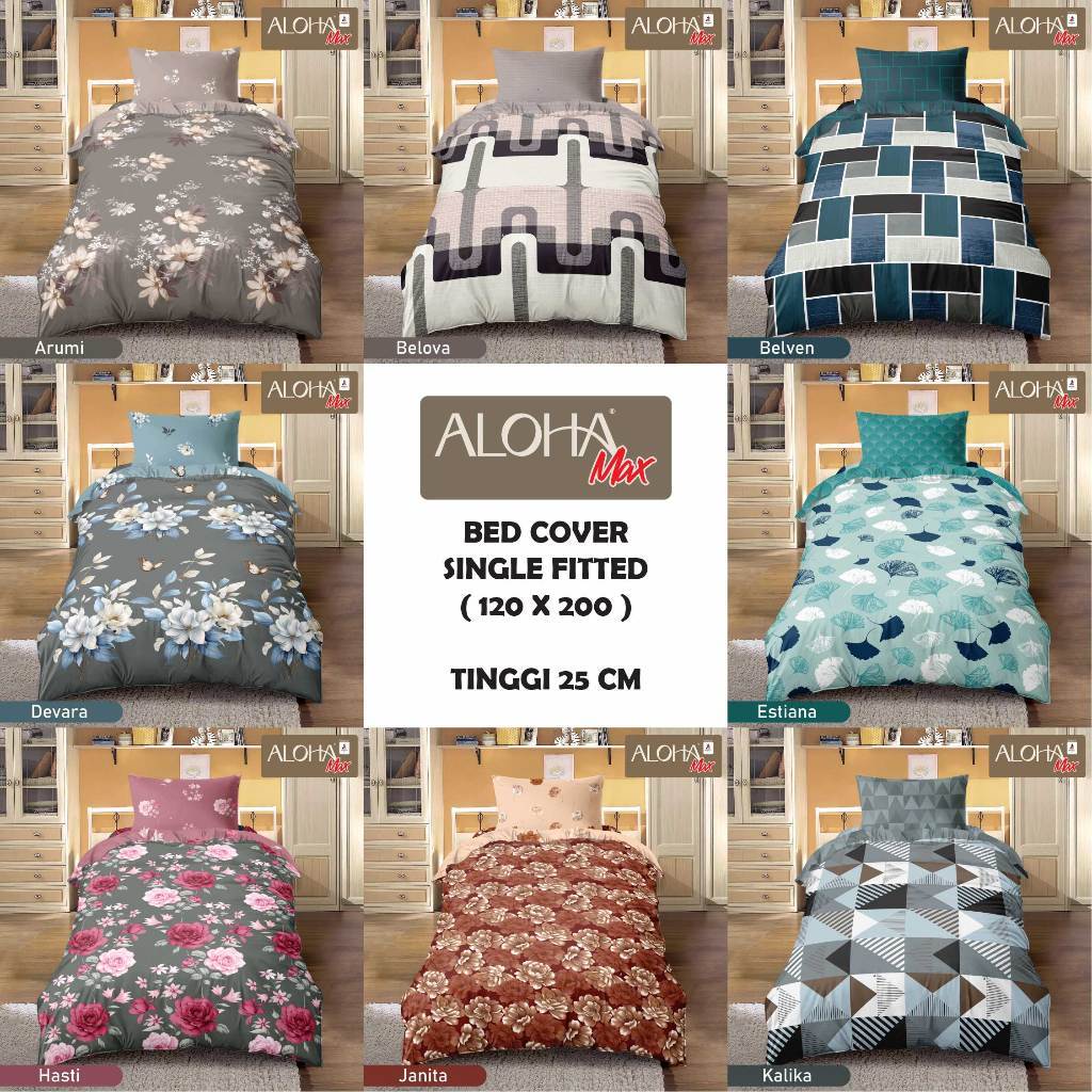 Aloha - Bed Cover SET SPREI FITTED Single T20 Motif Dewasa Bunga Minimalis