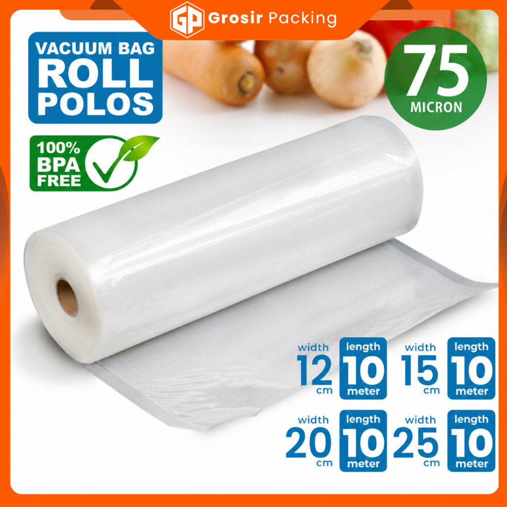 Vacuum POLOS ROLL 10 meter Plastik Vakum Makanan Vacum Bag Sealer  - Delkochoice