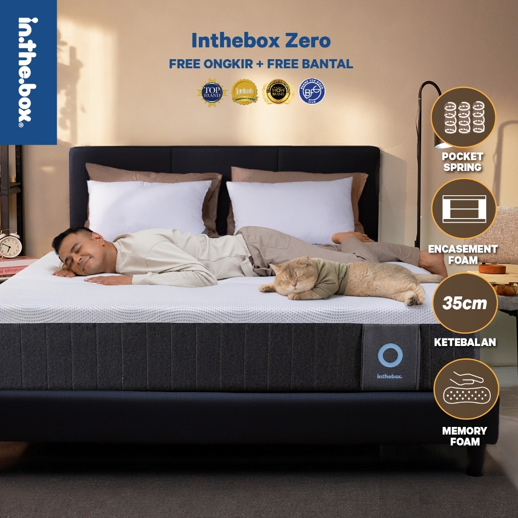 INTHEBOX Zero Kasur Spring Bed 35 cm - GRATIS Bantal | Kasur Ukuran 90x200, 100x200, 120x200, 140x20