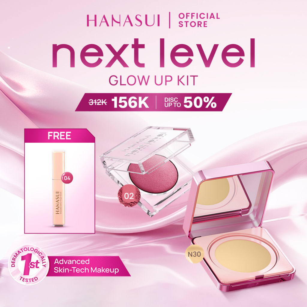 HANASUI Glow Make Up Kit – Bundle Next Level Airy Cushion + Bouncy Blush FREE Glazedorable Lip Vinyl