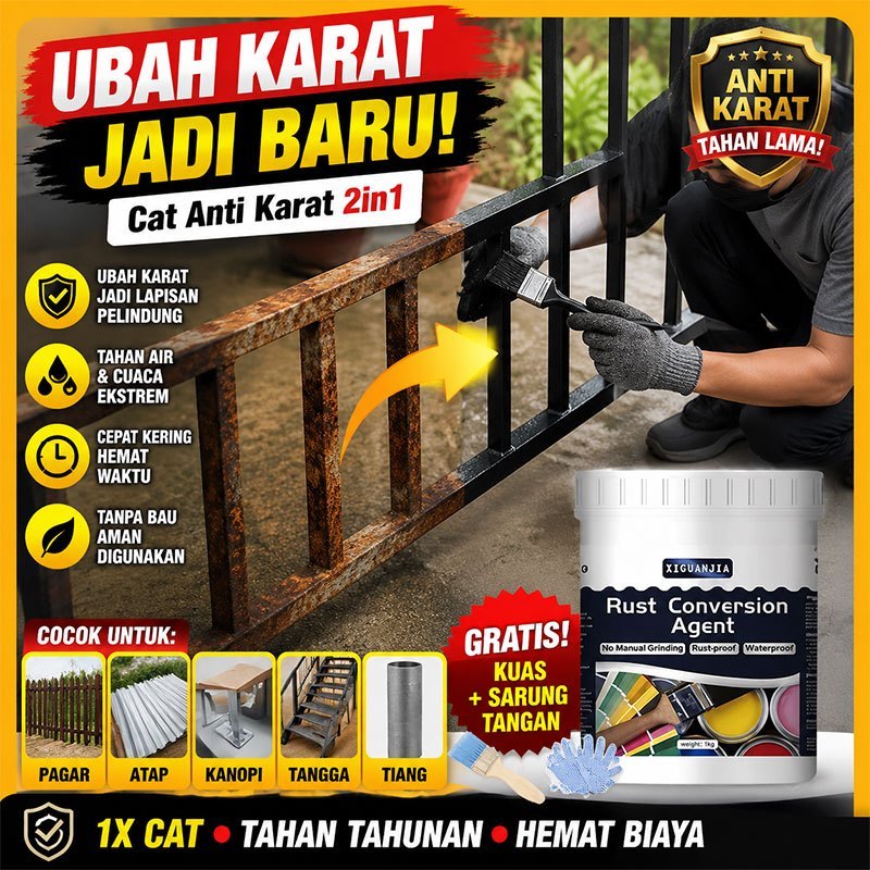Tidak perlu digiling Cat anti karat Metal Pengeringan cepat 6 jam Cat penghilang karat Kirim alat An