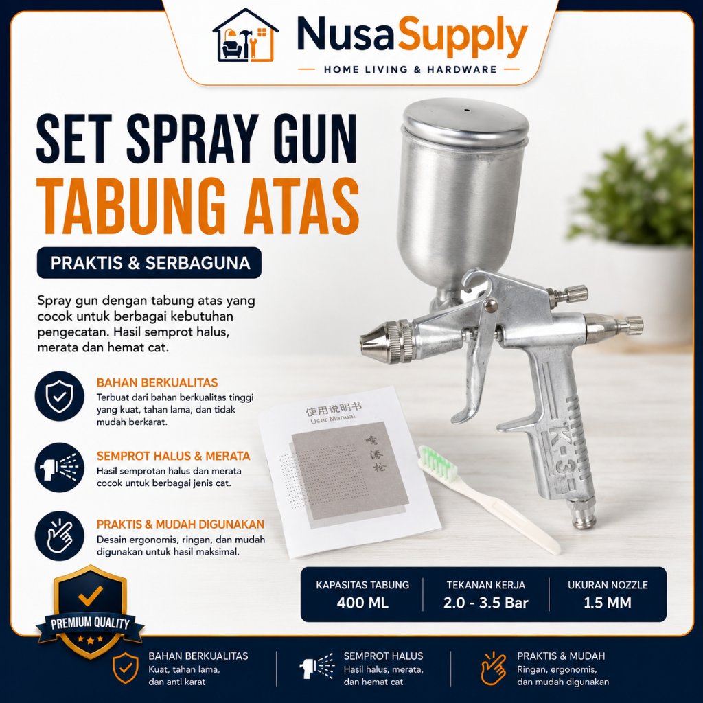 Spray Gun Cat Mini 125ml Nozzle 0.5mm Paint Spray Gun Airbrush Semprotan Cat Kompresor HVLP Presisi 