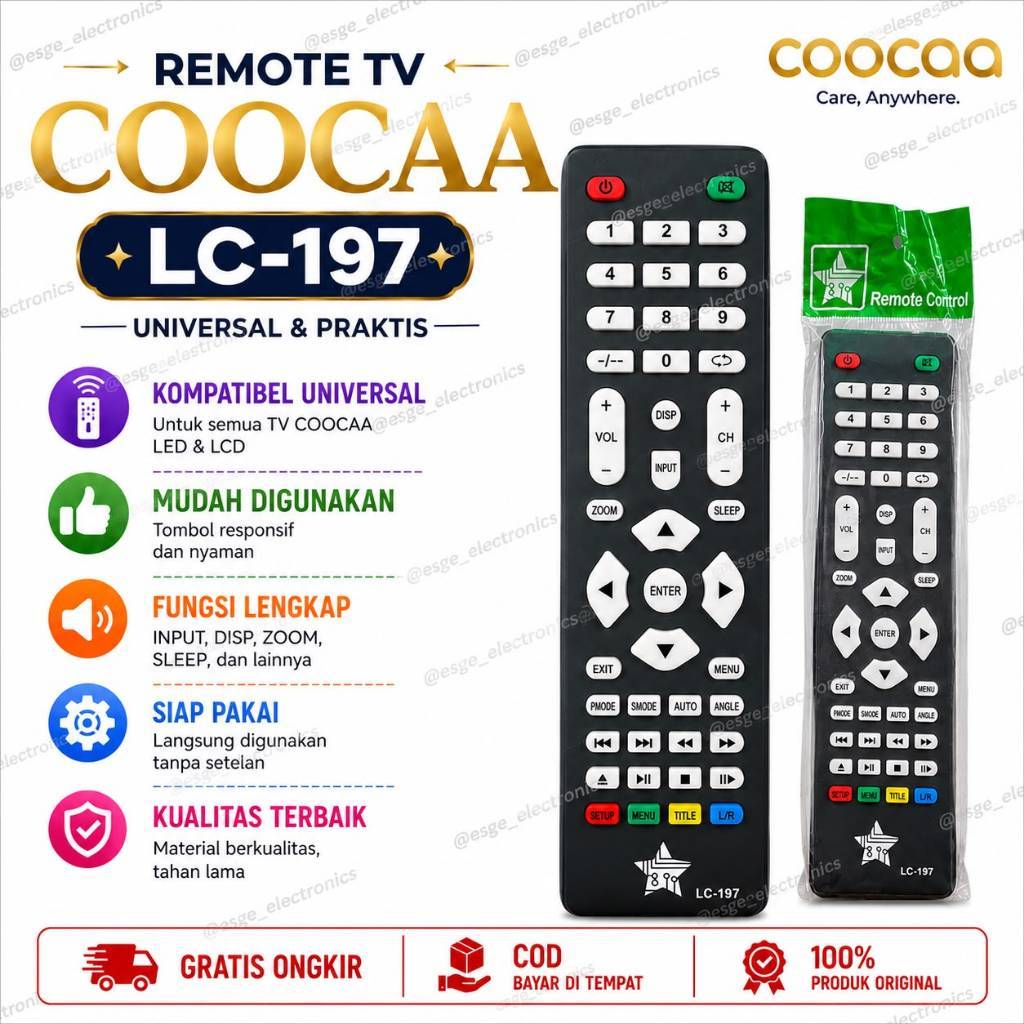 ORIGINAL REMOTE TV COOCAA LC-197 REMOTE TV LED COOCAA REMOTE TV LCD COOCAA