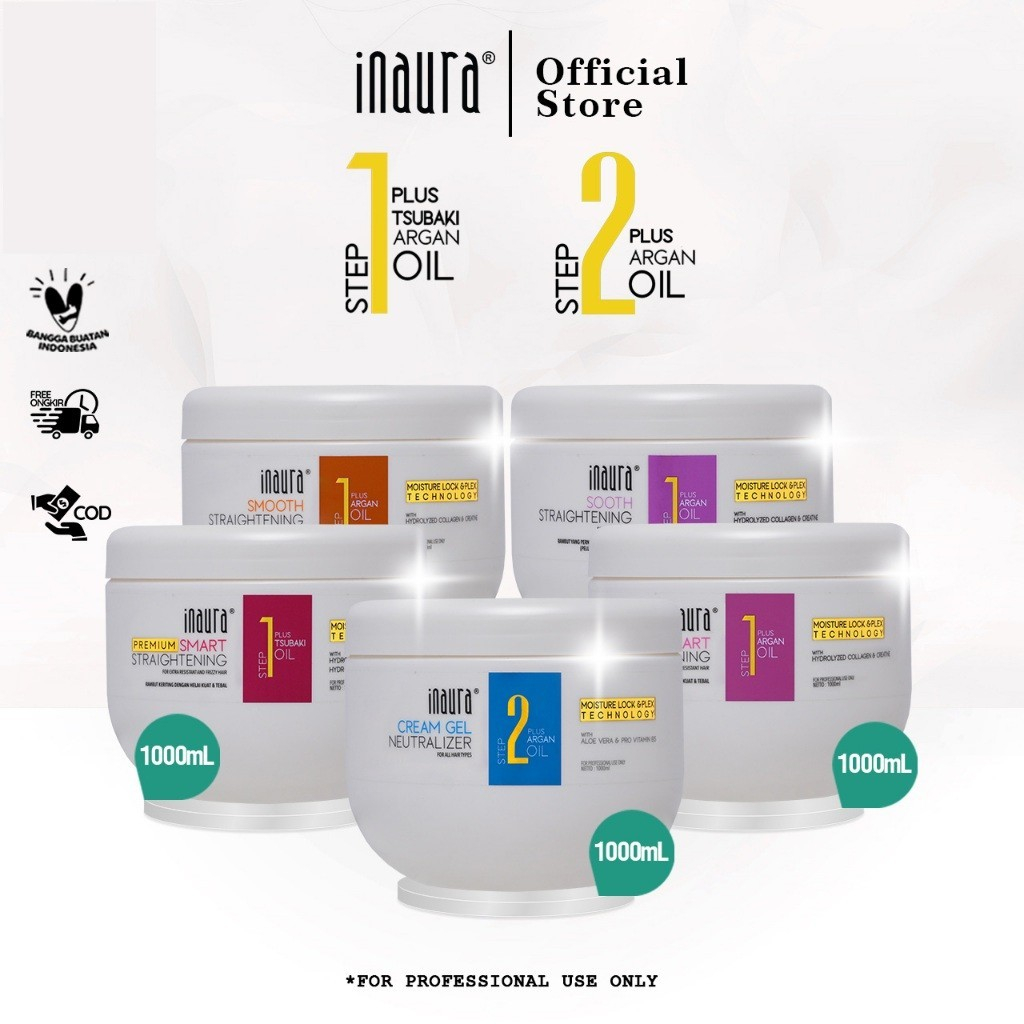 Inaura Bundling Inaura Smoothing with plex Straightening Step 1 1000 ml + Cream Gel Neutralizer Step