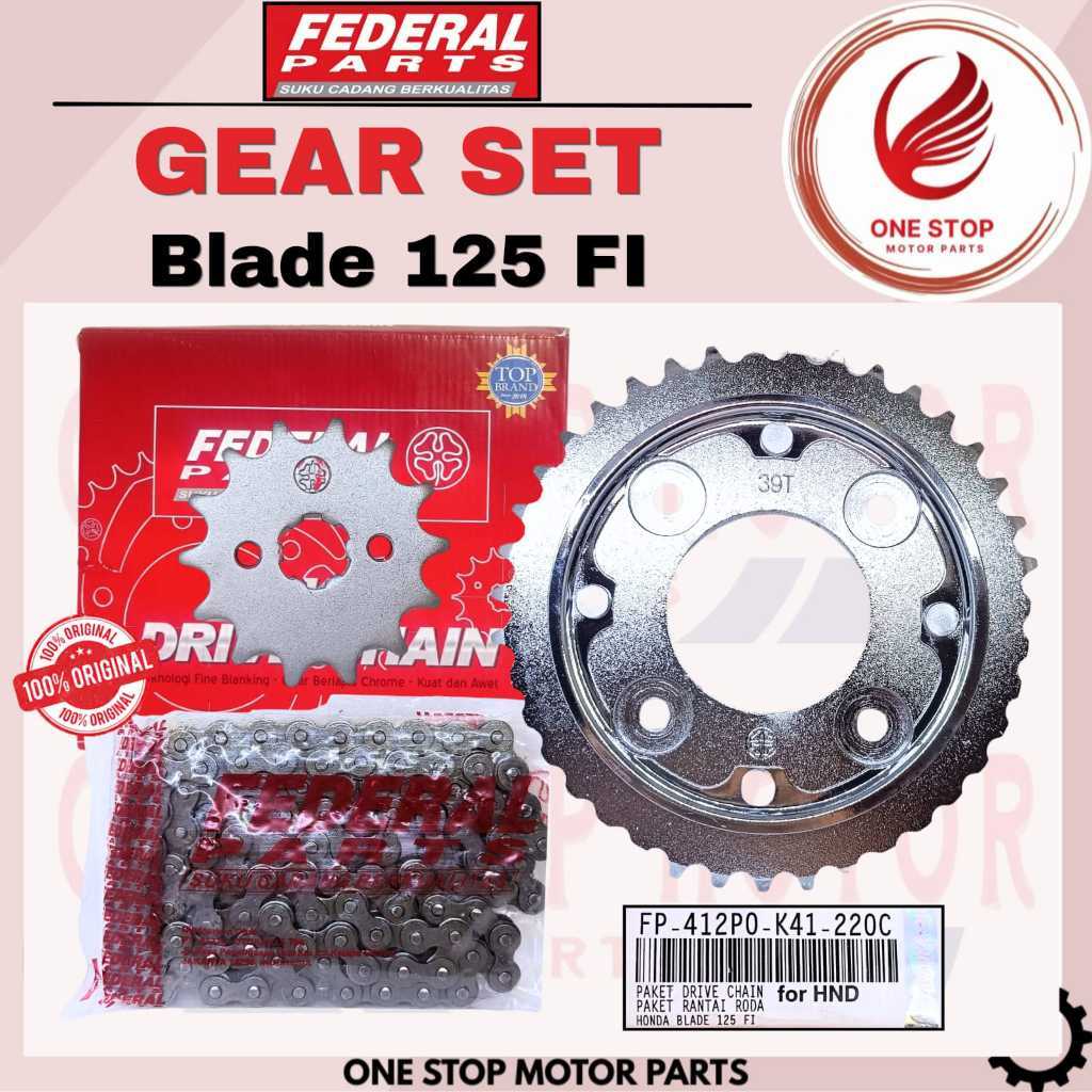 Gear set gear paket set rantai BLADE 125 FI  FP 412P0 K41 220C 420H-106L ORIGINAL 100% FEDERAL PARTS