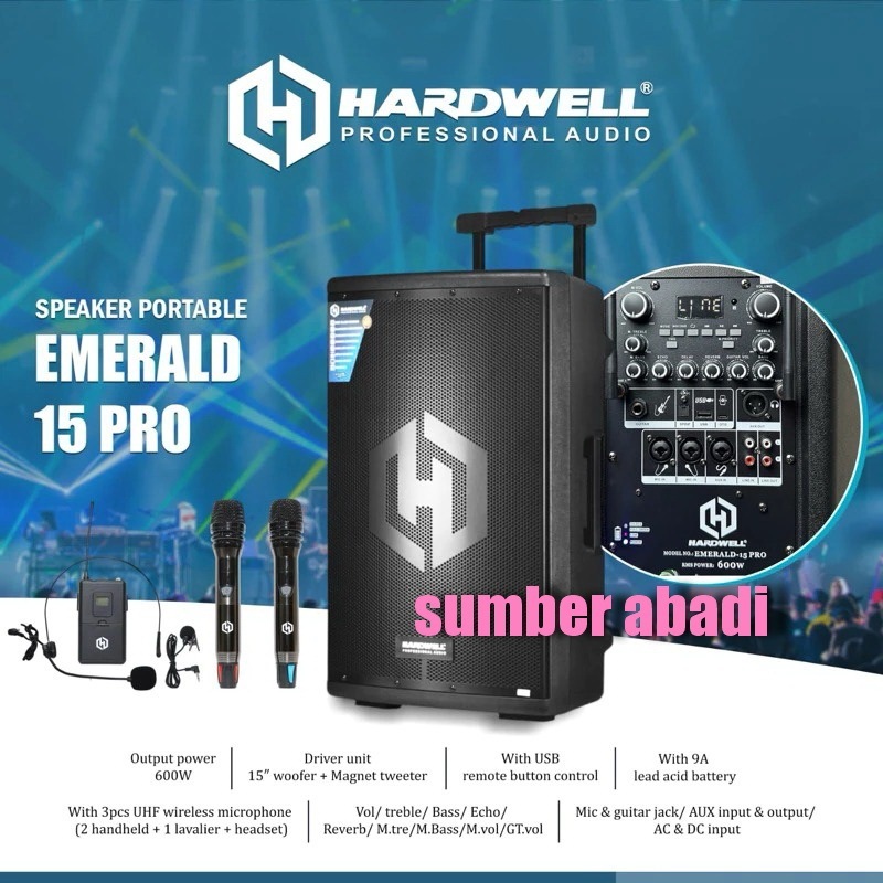 Speaker Portable Meeting 15 Inch HARDWELL Emerald 15PRO / EMERALD15PRO ORIGINAL HARDWELL