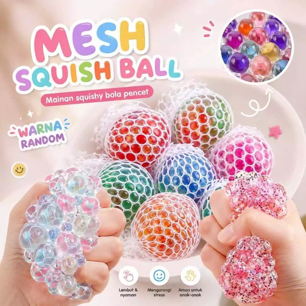 (M&T) Stress Ball Mainan Squishy Anti Stress/ Mainan Anak Anti Stress Squishy Lucu Unik Bola Anggur 
