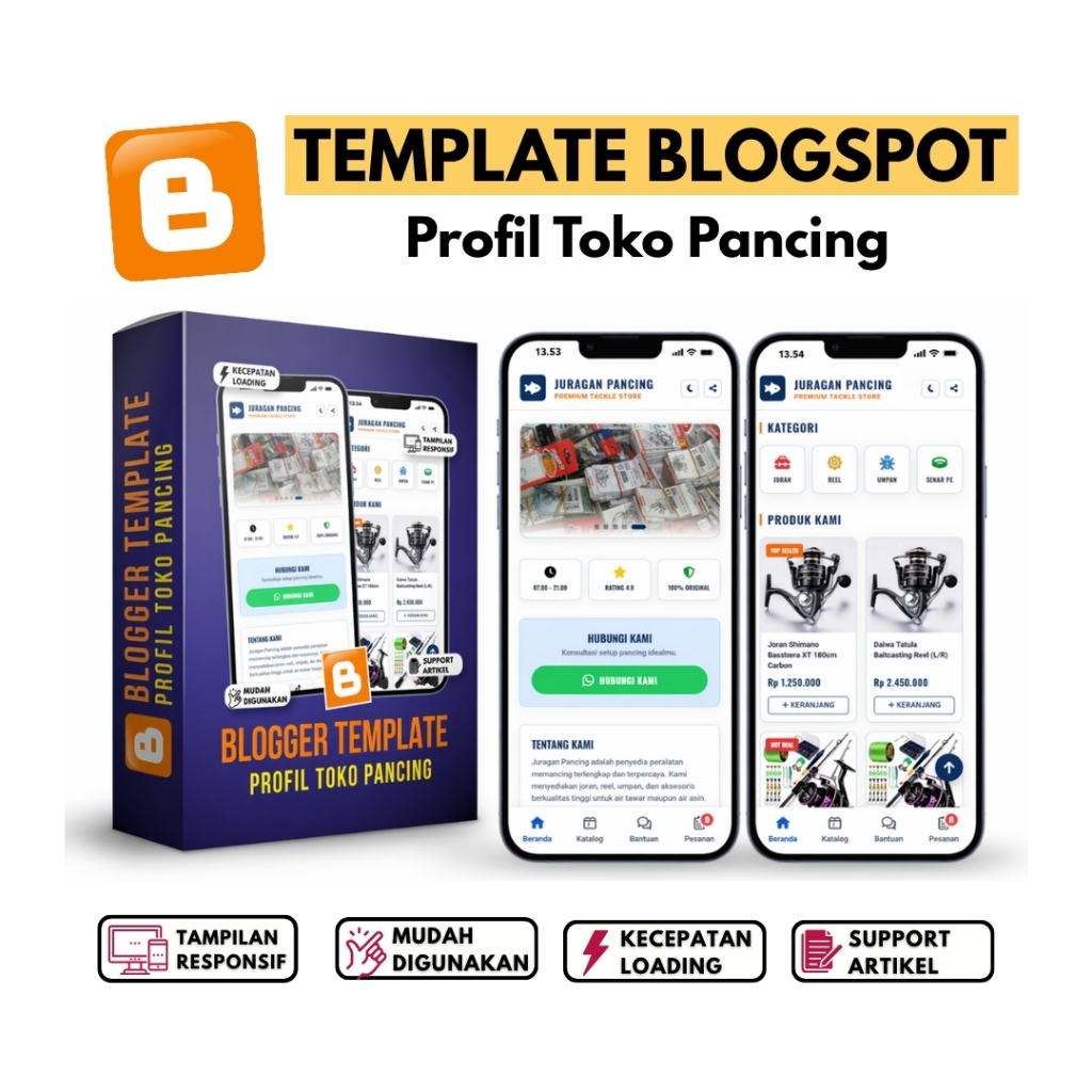 Template Blogspot Profil Toko Pancing V1 | Mudah Digunakan Lengkap Dengan Panduan & Update
