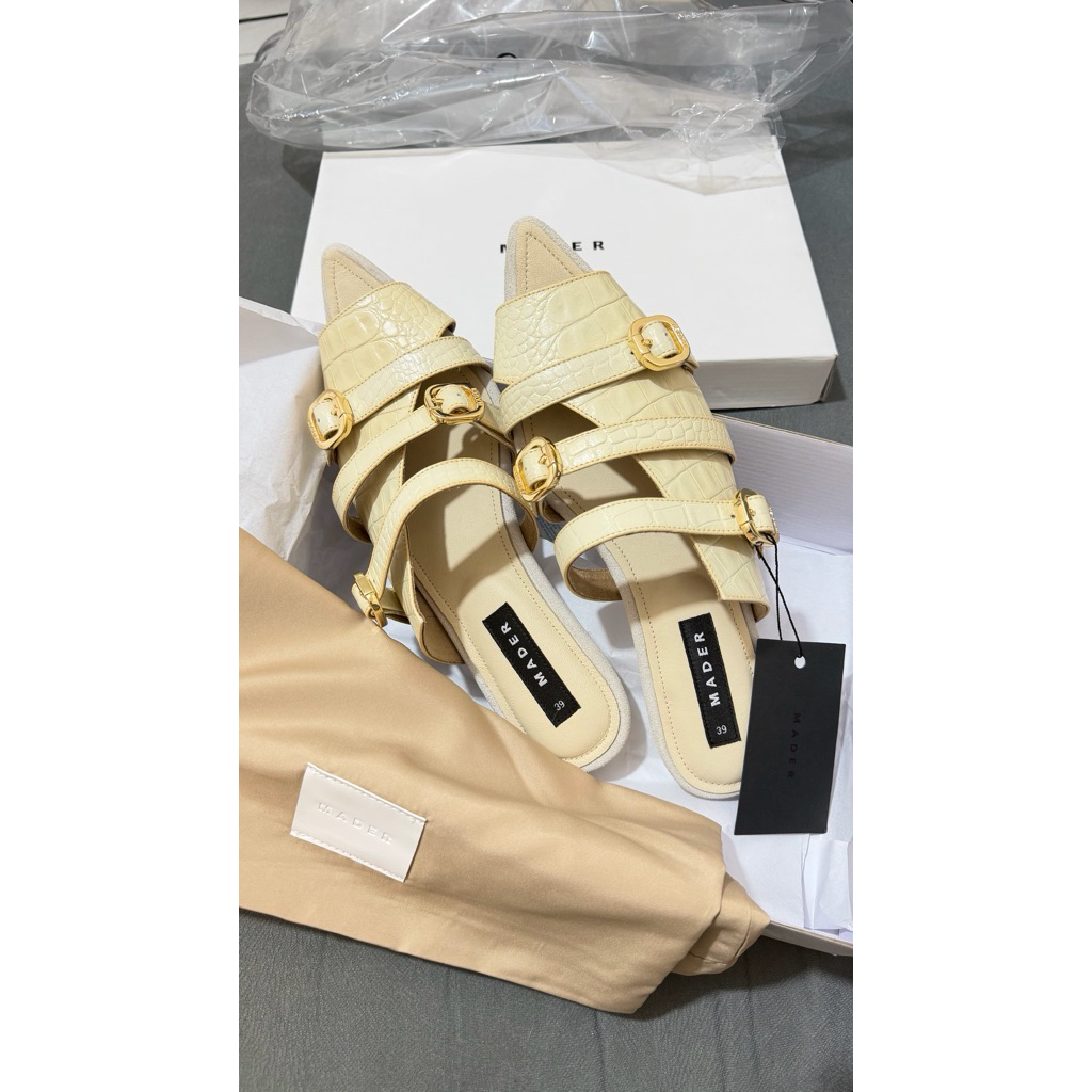 Mader open toe mules croco - hummus whie