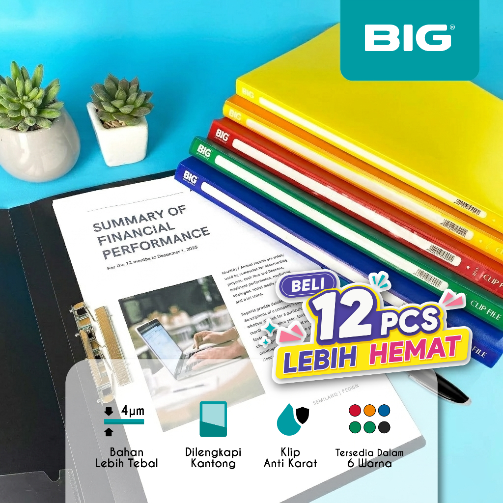 BIG Map Jepit F4 Folio Dokumen Plastik Clip File BIG MF-8115