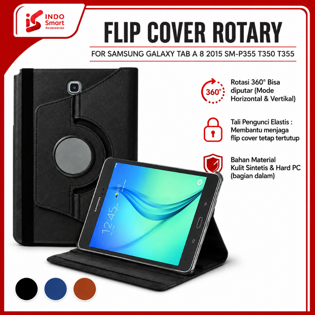Samsung Galaxy Tab A 8 inch 2015 P355 T350 T355 Casing Rotary Leather Case Sarung Flip Book Cover Ta