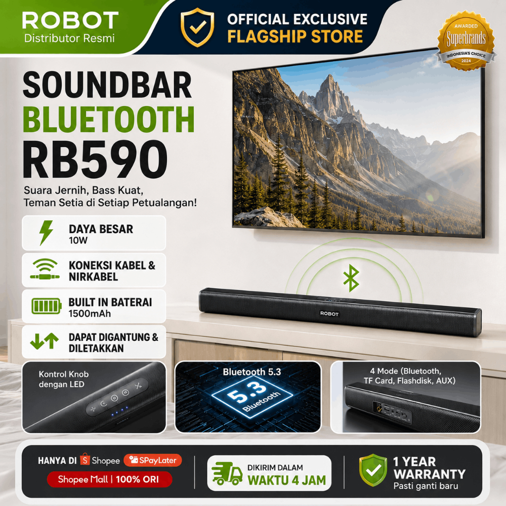 [Bisa Digantung] ROBOT Speaker SoundBar Home Theater Speaker TV Bluetooth 5.3 Dual Connection Ultra 