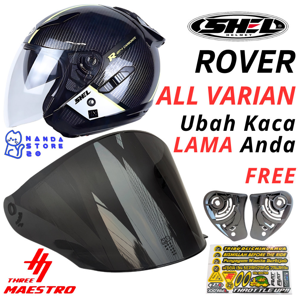 Kaca Helm SHELL ROVER]SHELL EQUALIZER Flat Visor Venom Free Rachet dan Stiker Visor tm2