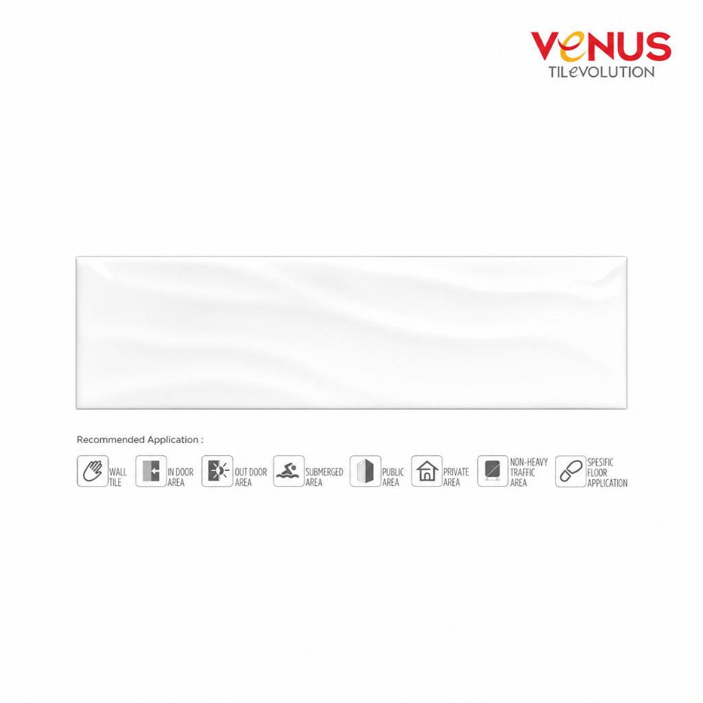 Venus Tiles Takko Klasik (Bevel) White Keramik Subway / Bevel Ubin Dinding Lantai