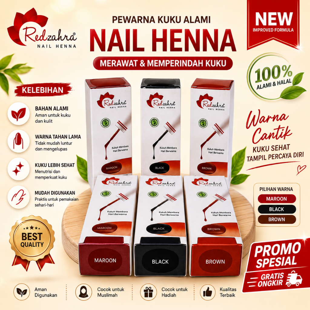 Red zahra nail polish kutek kuku halal merk red zahra