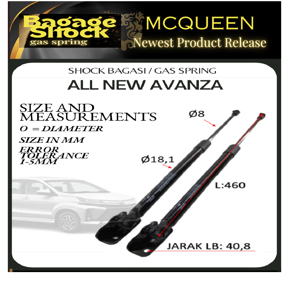BAGAGE SHOCK GAS SPRING SHOCK BAGASI TOYOTA ALL NEW AVANZA XENIA VELOZ TAHUN 2013 2019 OEM 68950-B00