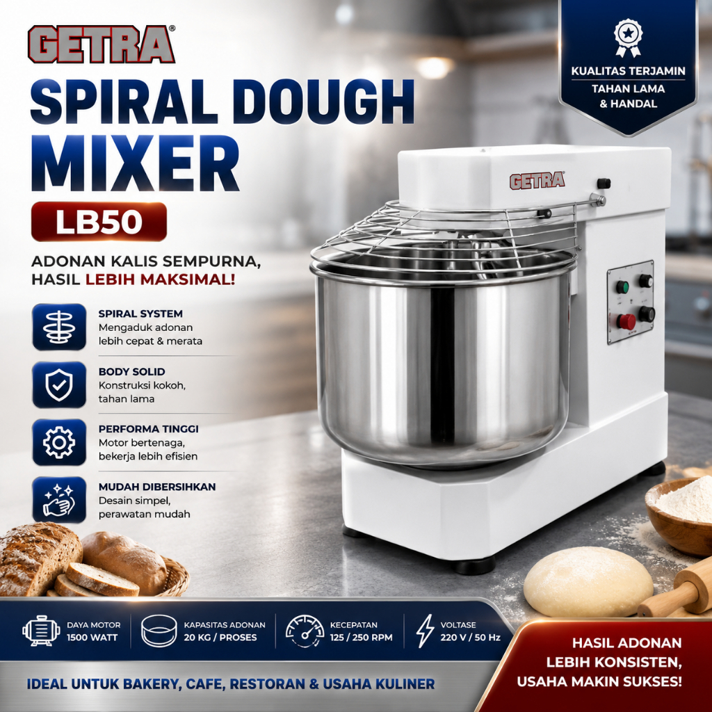 GETRA MIXER KUE / COMMERCIAL SPIRAL MIXER (GETRA) LB-50