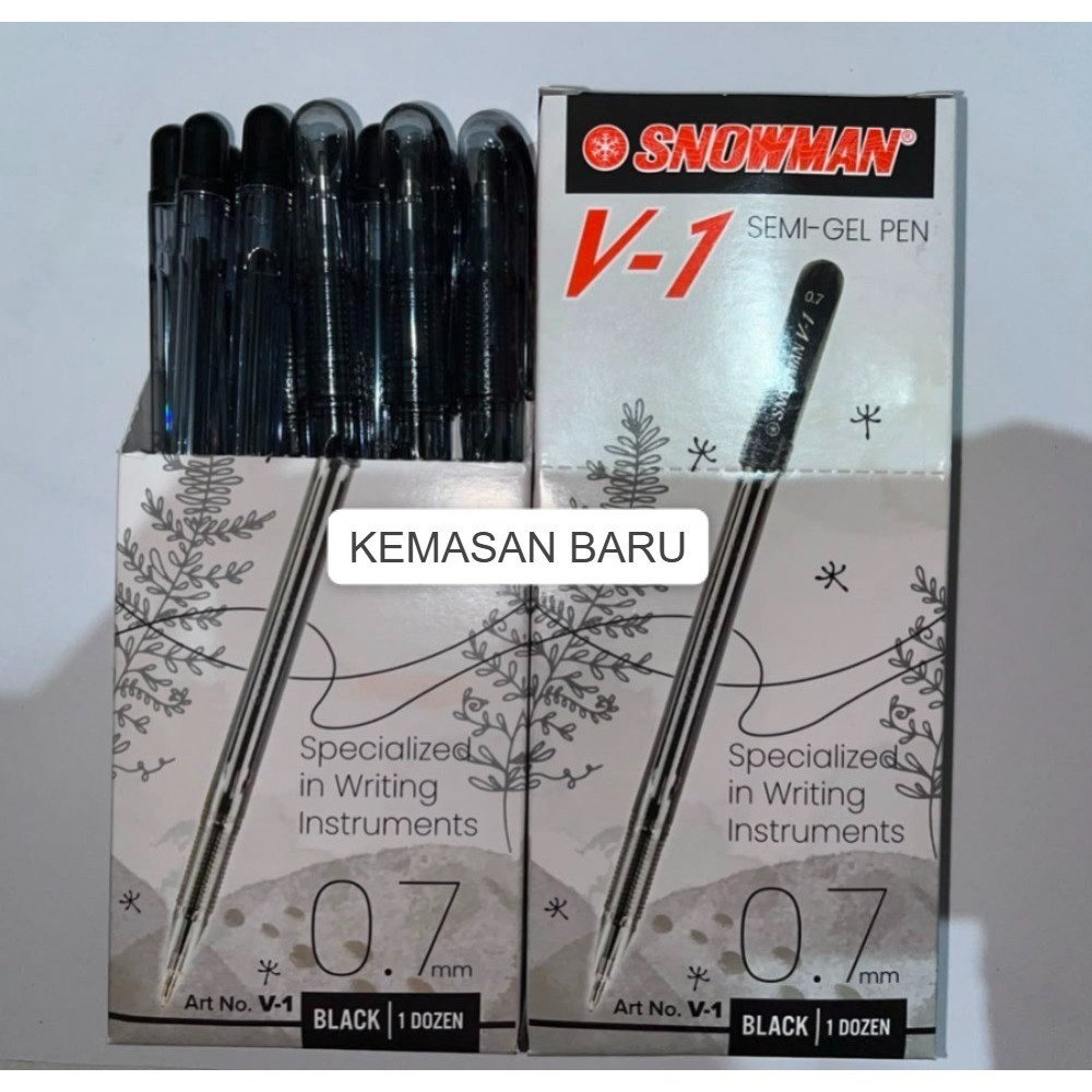 (1 Pak Isi 12 Pcs) Pulpen SNOWMAN V-1 0.7 mm / Ballpoint SNOWMAN V1  / Bolpen SNOWMAN V1 / Bolpoin S