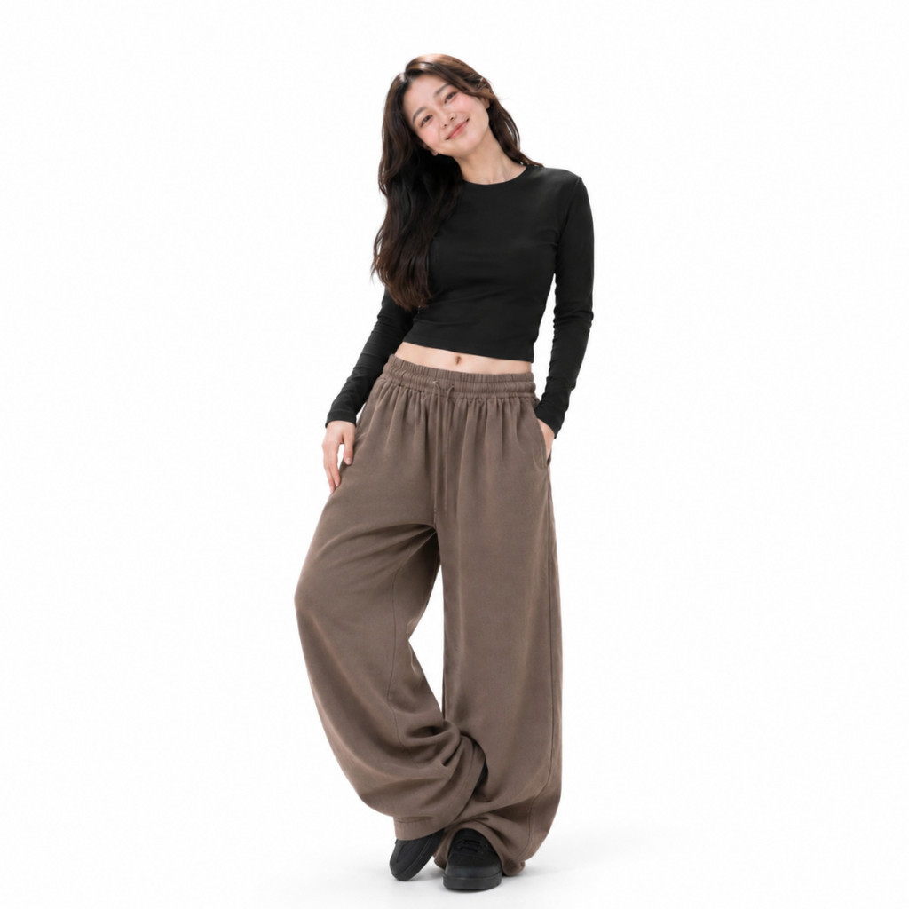 Celana Balon Jumbo Cewek Barrel Loose Pants Panjang Oversize Matt Katun Twill Stretch Melar Warna Mo