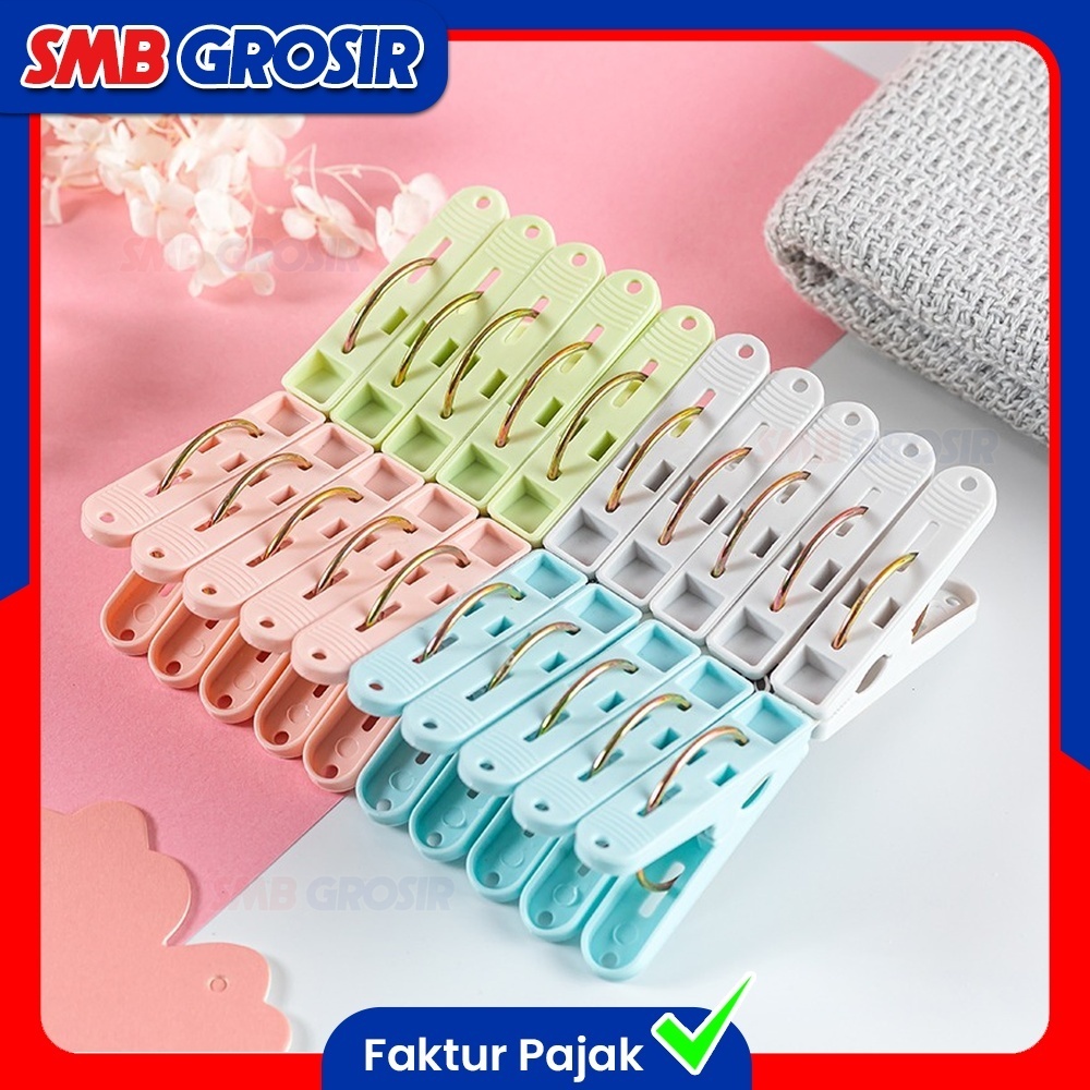 Jepitan Jemuran Cucian Baju Kaos Kaki Topi Isi 12 pcs Warna Pastel Laundry Clips Plastik