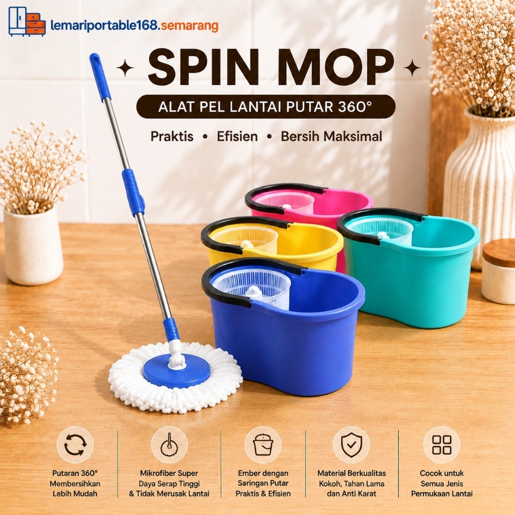 SHENAR, (COD) Spin mop 360 Alat Pel Putar Praktis pel lantai Mop kain pel Alat Pembersih Praktis Pel