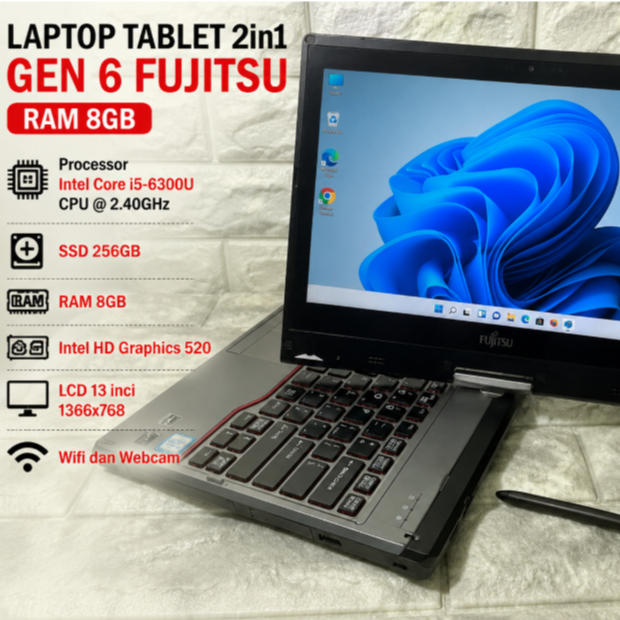Laptop Fujitsu, 2in1, Gen 6, Core i5, RAM 8GB, SSD 256GB, 13 Inch, Tablet