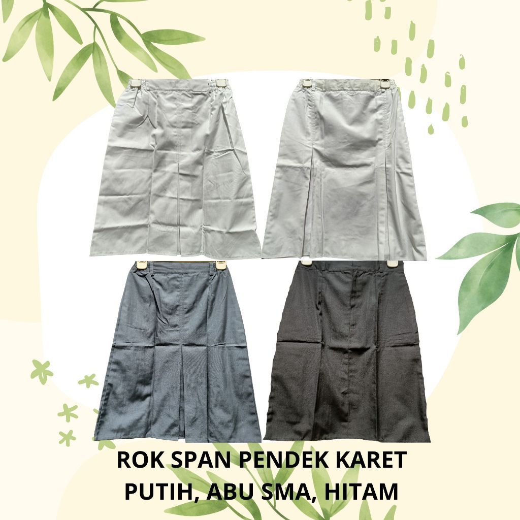 Rok Mexi SPAN Pendek Karet Seragam sekolah Rok Upacara Rok Paskibra Putih Belah 1 Belah 2 Rok Coklat