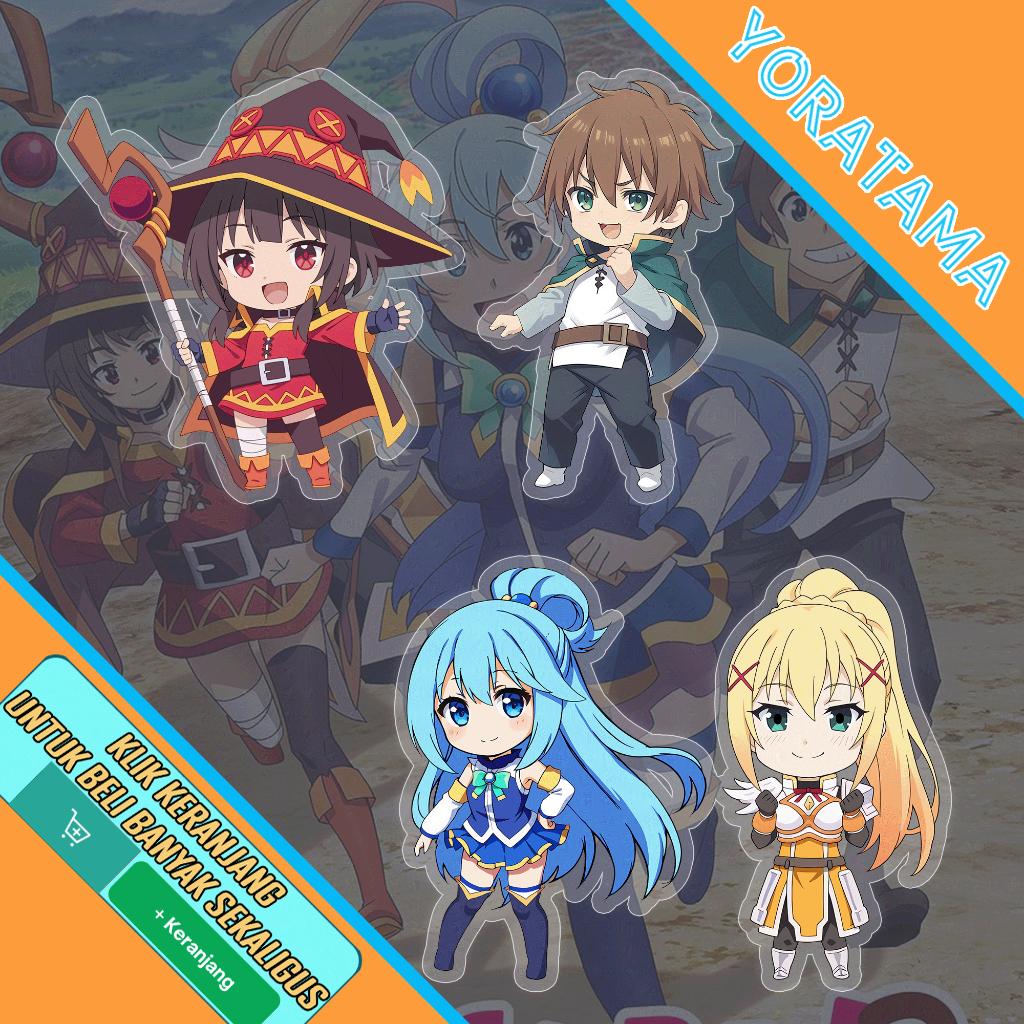 Gantungan Kunci Konosuba Megumin Kazuma Aqua, Keychain Anime Lucu