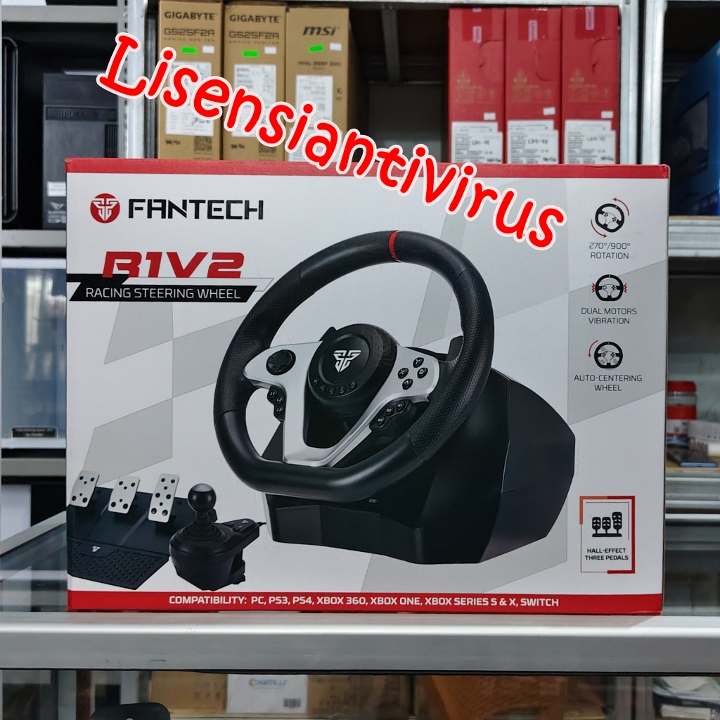 Stir Fantech R1V2 Racing Steering Wheel 900° Degree and Three Pedals for PC, PS3, PS4, Xbox 360, Xbo