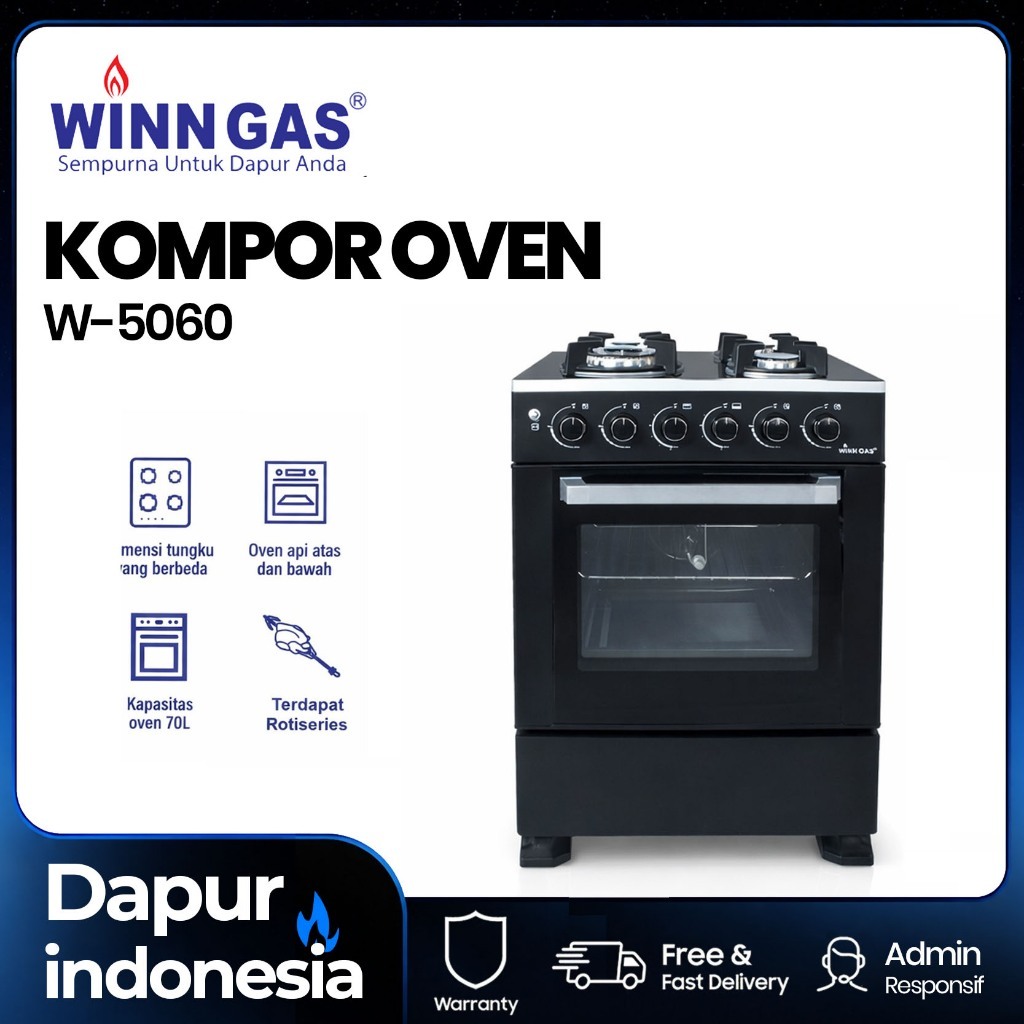Winn Gas Kompor Gas Free Standing 4 tungku + Oven W 5060A