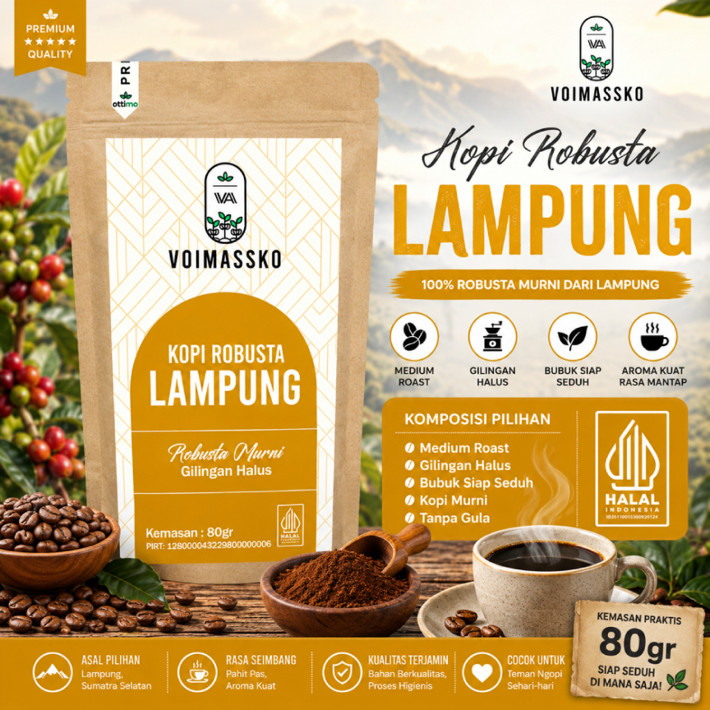 Kopi Kemasan 80gr / Kopi / Kopi Bubuk / Kopi Hitam / Robusta / Kopi Bubuk Lampung / Biji Kopi Robust