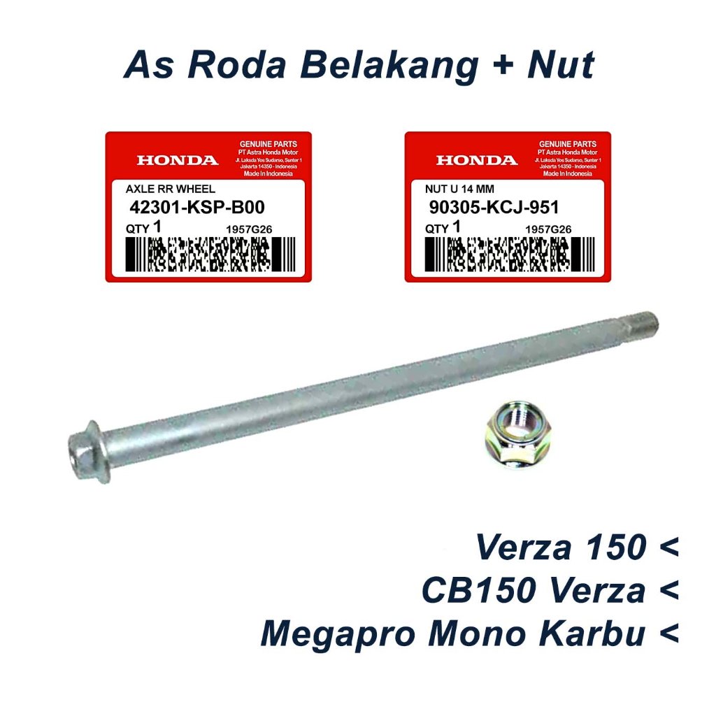As Roda Belakang Honda CB150R CB Verza Megapro Monoshock Karbu 42301-KSP-B00 90305-KCJ951