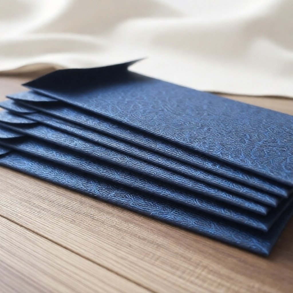 Amplop Angpau Premium Eksklusif Warna Biru Tua Motif Akar