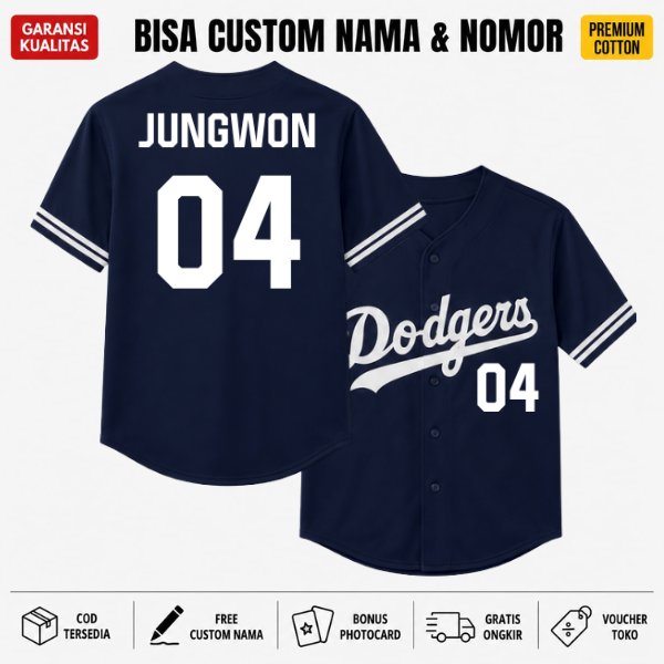 Jersey Baseball Custom Nama dan Nomor enhypen Baju Olahraga Bisbol Dodgers Premium Pria Wanita Lenga