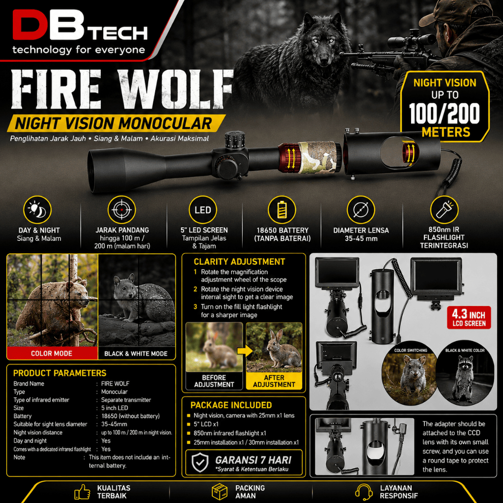 Night Vision Riffle Scope Kamera Inframerah LED IR 850nm Tahan Air Perangkat Penglihatan Malam Berbu