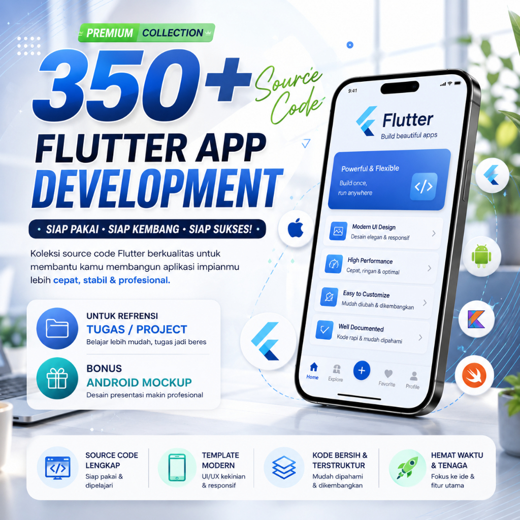 350 Source Code Flutter Android + Bonus Lengkap