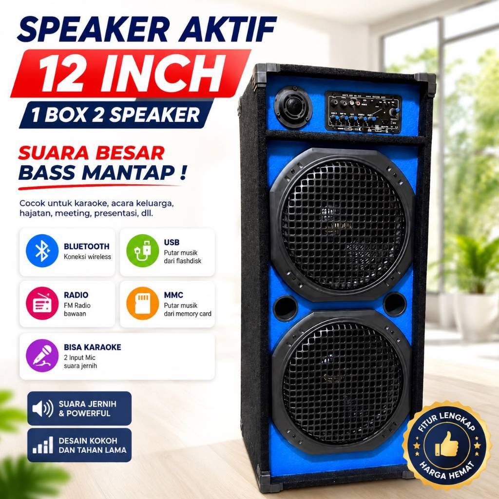 SPEAKER AKTIF 12 INCH 1 BOX 2 SPEAKER BAS MANTAP