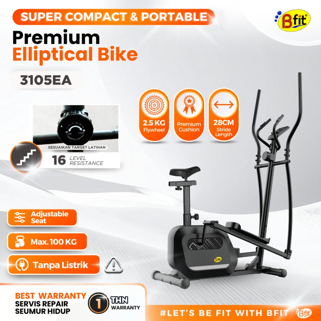 BFIT 3105EA Sepeda Statis Elliptical Bike Sepeda Olahraga Cardio Murah Portable Alat Fitness Gym