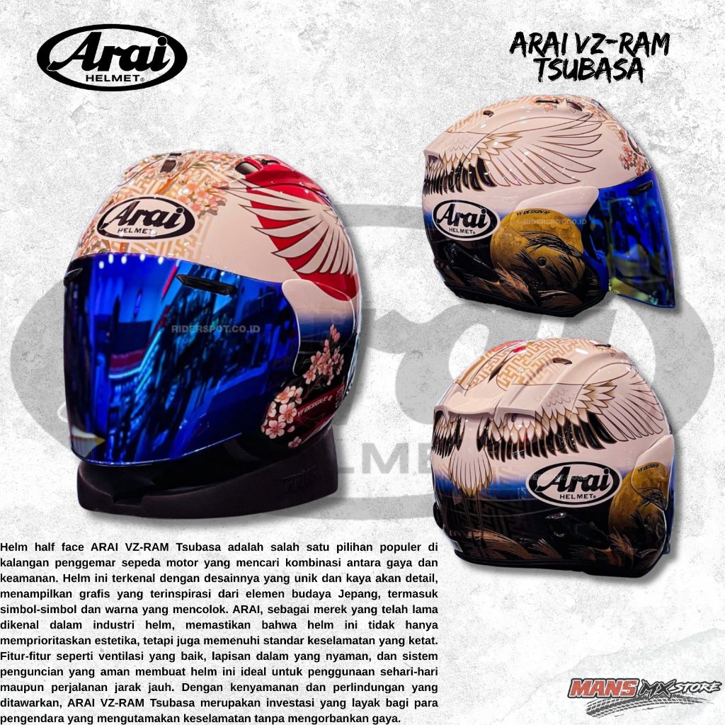 ARAI VZ-RAM TSUBASA HALF FACE ORIGINAL HELM ARAI