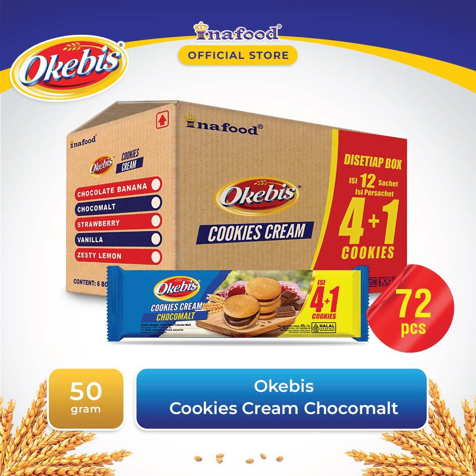 Okebis Cookies Cream 72 Chocomalt (1 KARTON 72 PCS)