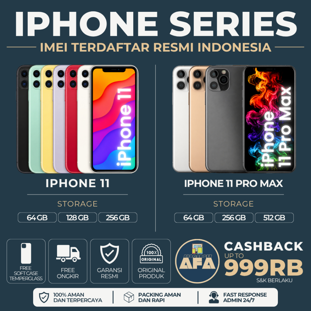 iPhonee 11 | 11 Pro Max 256GB 128GB 64GB | Second Original Fullset Garansi Resmi Indonesia