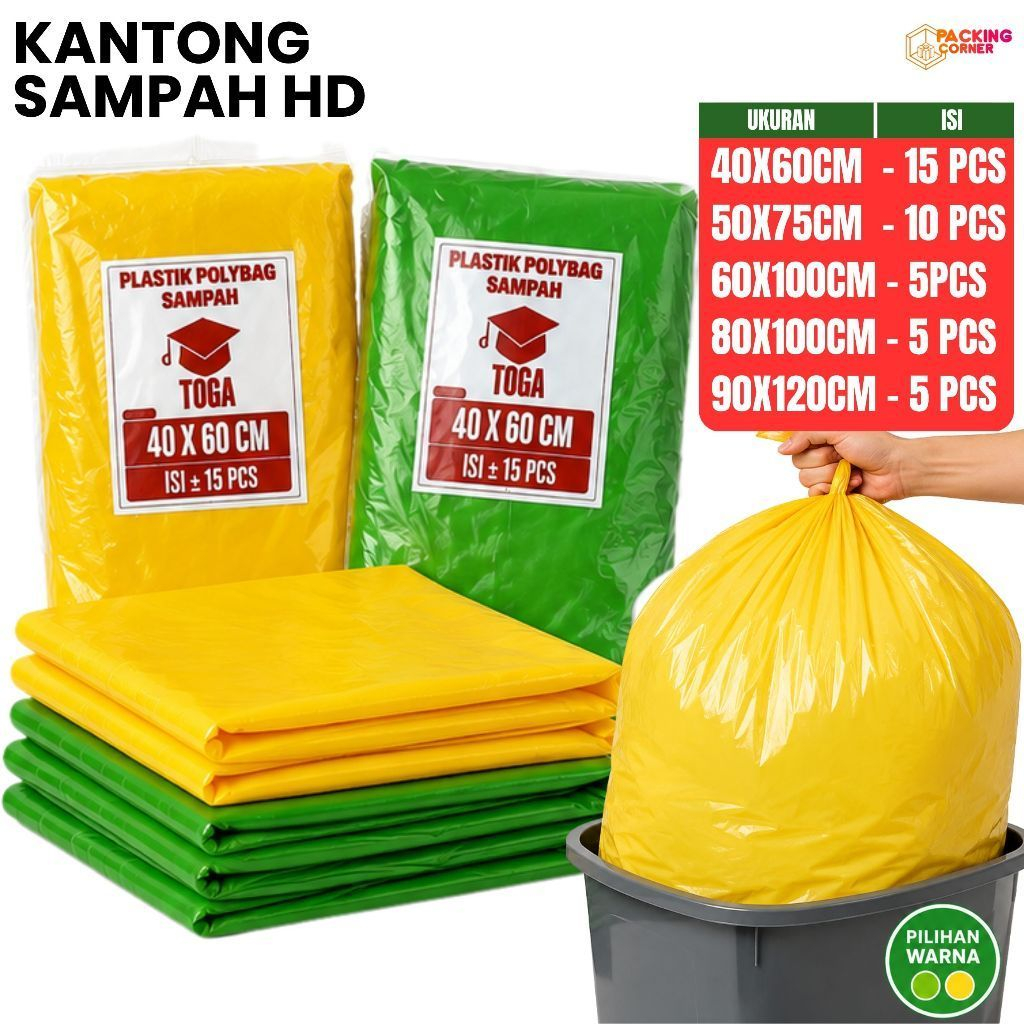 Kantong Plastik Sampah Kuning Hijau BESAR Garbage Trash Polybag Limbah Infeksius Biomedis Biohazard